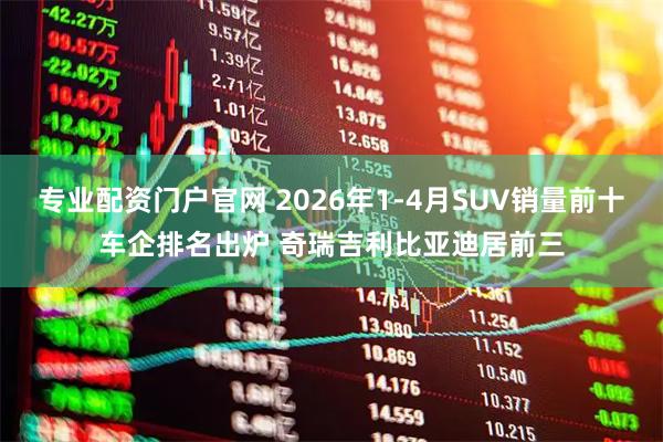 专业配资门户官网 2026年1-4月SUV销量前十车企排名出炉 奇瑞吉利比亚迪居前三